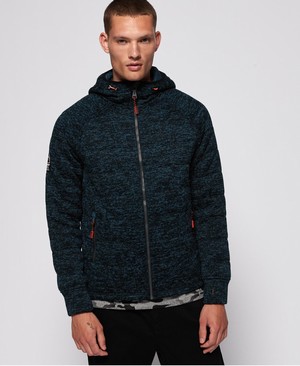 Superdry Storm Quilted Cipzár Férfi Kapucnis Pulóver Sötétkék/Kék | RJZTM3125